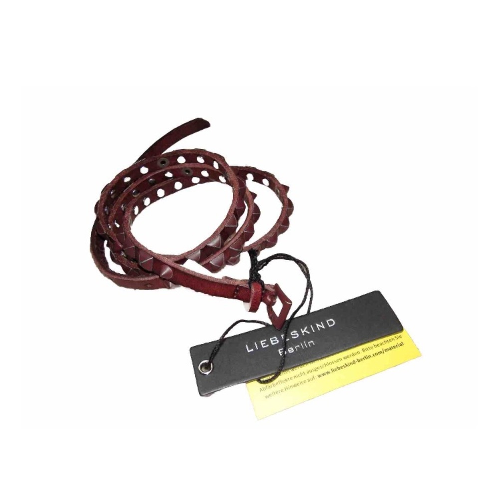 Liebeskind Berlin Rouge Noir Leather Studded Skinny Belt